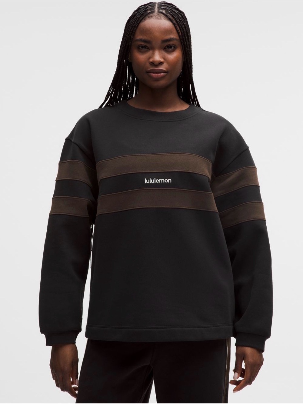 Lululemon Steady State Oversized Stripe Black Walnut Pullover Size Large NWT